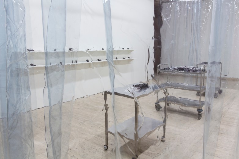   Yhonnie Scarce,  Weak in Colour But Strong in Blood , 2014, installation view, blown glass and found components, dimensions variable. Commissioned for the 2014 Biennale of Sydney and installed at the Art Gallery of New South Wales, courtesy the artist and dianne tanzer gallery + projects. Photography by Janelle Low.  