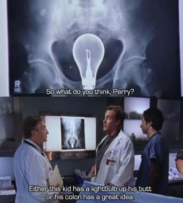 Collage of images: xray of a lightbulb lost in rectum